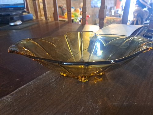 Vintage amber glass art - glass, deco